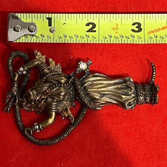 VINTAGE JJ JONETTE JEWELRY SHIMMERING SNAKE CHARMER WOMAN GODDESS JEWELED BROOCH - Picture 5 of 11